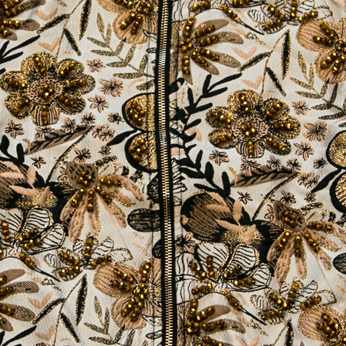 Hand-beaded, Vintage, Embroidered Varsity Jacket - Black and Gold