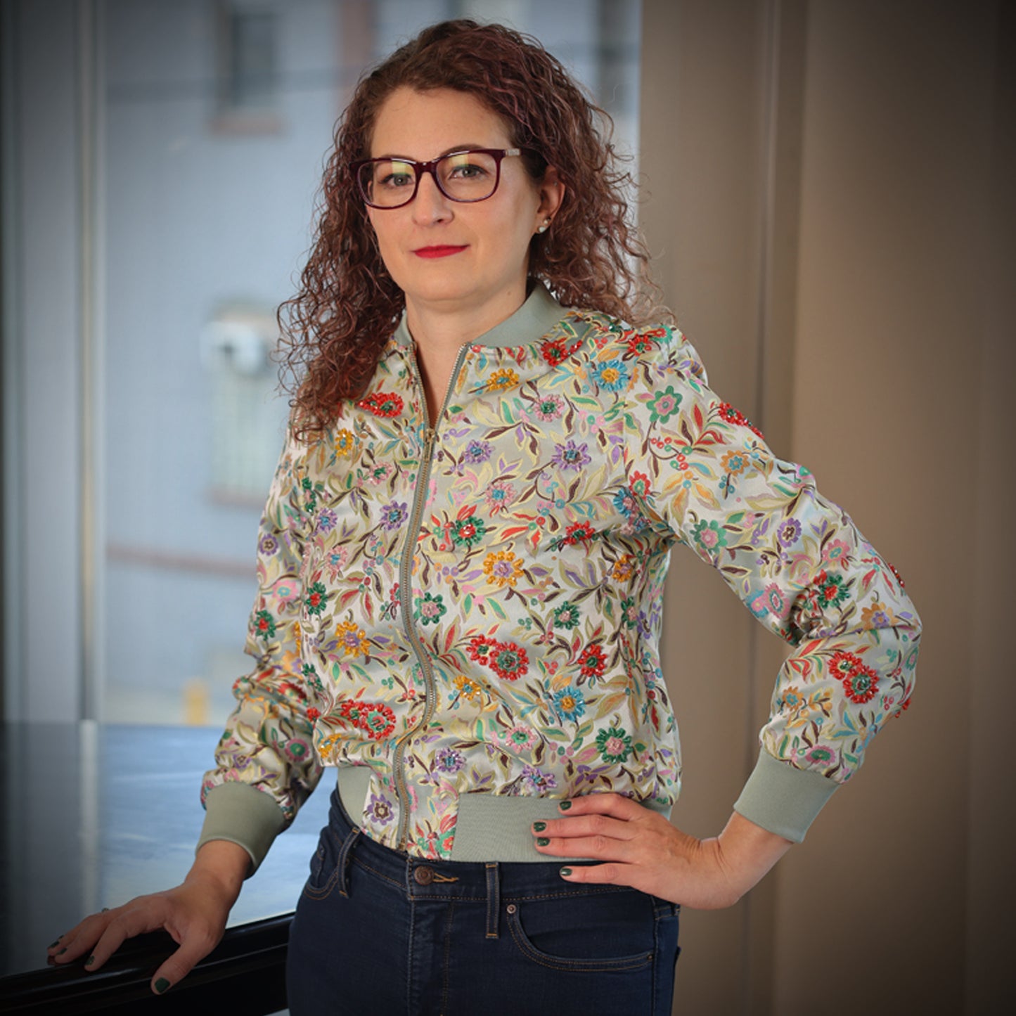 Hand-beaded, Vintage, Embroidered Varsity Jacket - Teal