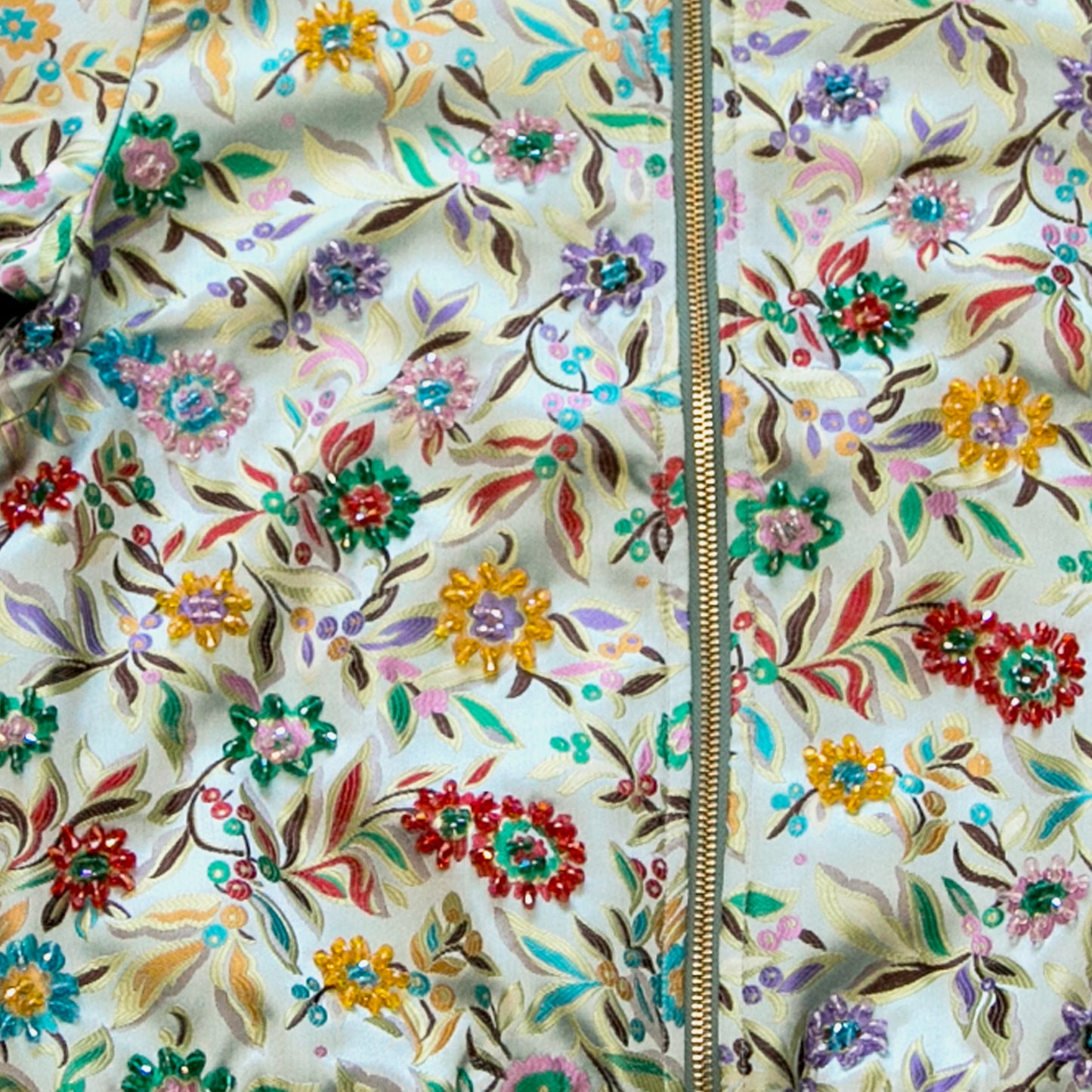 Hand-beaded, Vintage, Embroidered Varsity Jacket - Teal